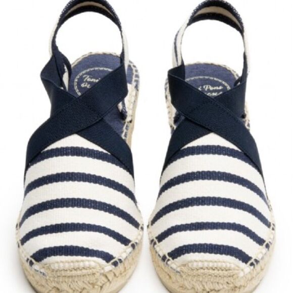 Toni Pons Verges Cru Mari Navy/White Espadrilles Sz37/ - Picture 1 of 6